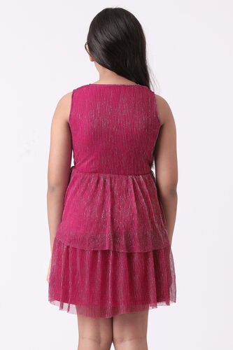 Pink Solid Flared Dress, Pink, image 5